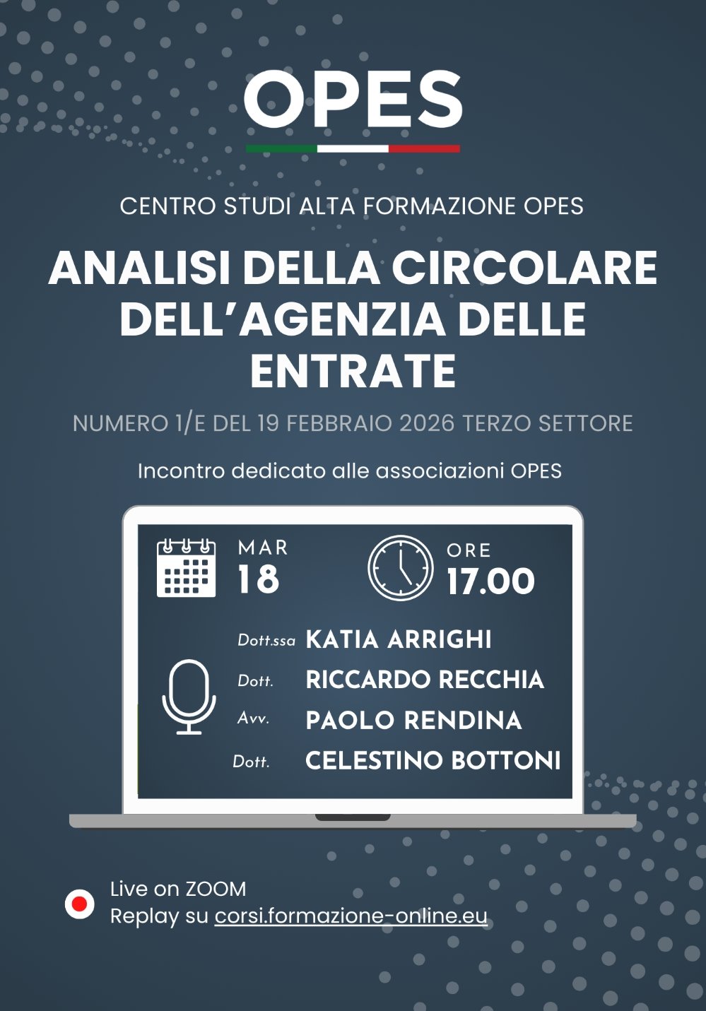 Analisi Circolare Agenzia delle Entrate – Webinar OPES 18 Marzo 2026